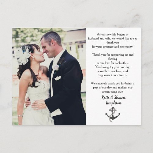 Wedding Photo Thank You Double Sided Postcard