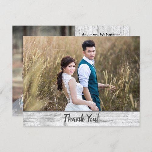 Wedding Photo Thank You Double Sided Rustic