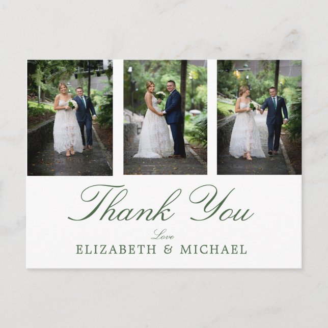 Wedding Photo Thank You  Elegant Modern Postcard (Front)