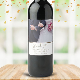 Wedding Photo Thank you Elegant Personalizable Wine Label