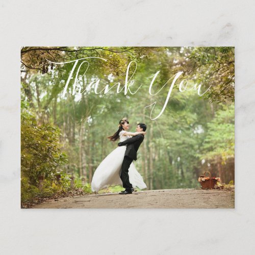 Wedding Photo Thank You  Elegant Script Postcard