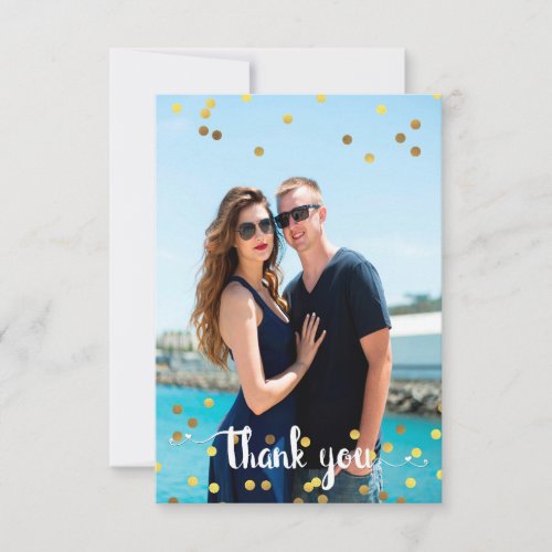 Wedding  Photo Thank You Faux Gold Foil Confetti