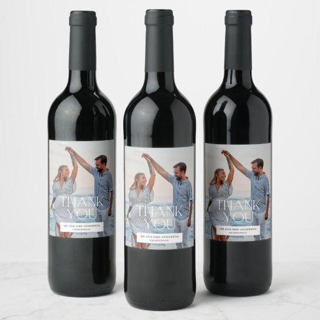 Wedding Photo Thank You Favor Wine Label (Bottles)