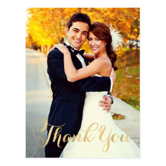 Wedding Photo Thank You | Gold Script Postcard