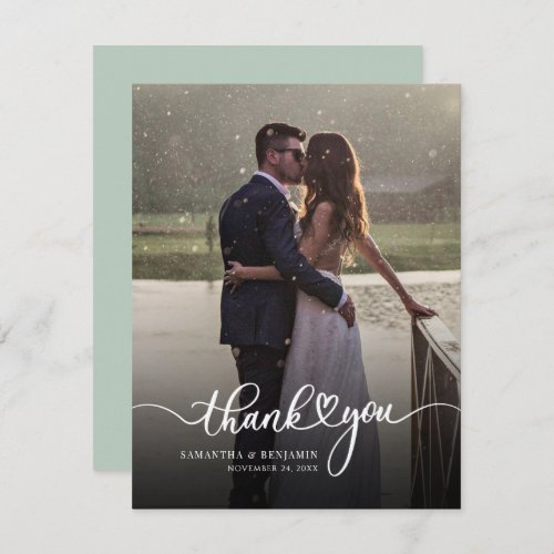 Wedding Photo Thank You Hand Lettered Note Card
