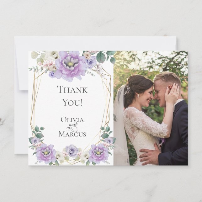 Wedding Photo Thank You  |  Lavender Peony  Floral (Front)