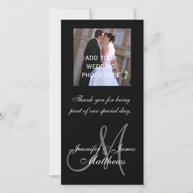 Wedding Photo Thank You Message Monogram Names (Front)