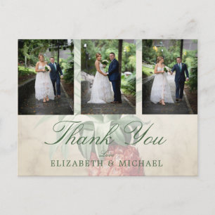Wedding Photo Thank You Pineapple Marble Elegant Postcard