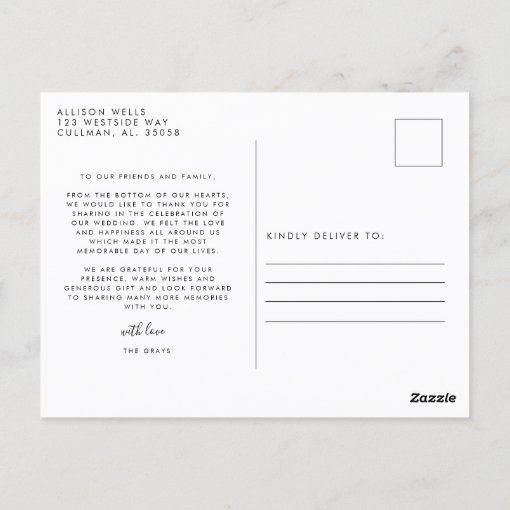 Wedding Photo Thank You Post Card | Zazzle