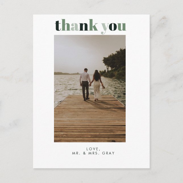 Wedding Photo Thank You Post Card (Front)