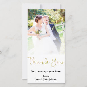 Wedding Photo Thank You Thin Faux Gold Foil