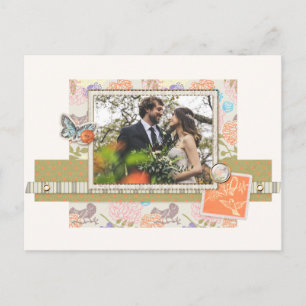 Wedding Photo Thank You Vintage Ephemera Collage Postcard
