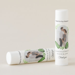Wedding Photo Tropical Greenery Custom Botanical Lip Balm