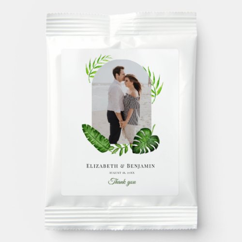 Wedding Photo Tropical Greenery Custom Name Date Lemonade Drink Mix