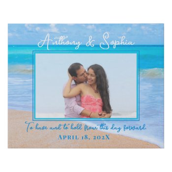 Wedding Photo Tropical Ocean Personalized Faux Canvas Print by sandpiperWedding at Zazzle