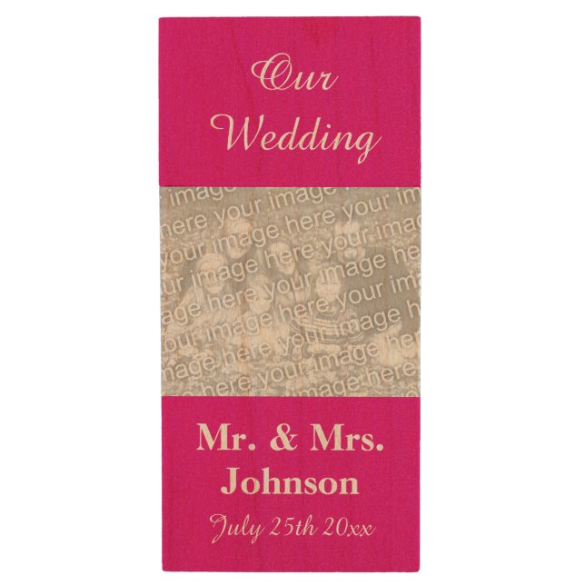 Wedding photo USB flash drive for newlyweds couple (Front Vertical)
