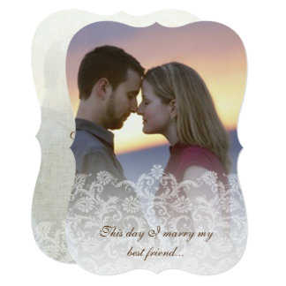 Wedding Photo Vintage Lace Damask Invitations