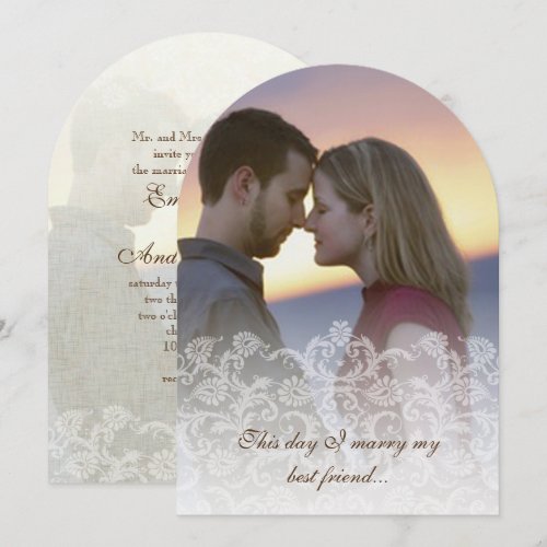 Photo Wedding Vintage Damask Invitations