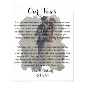wedding photo vows faded effect poster