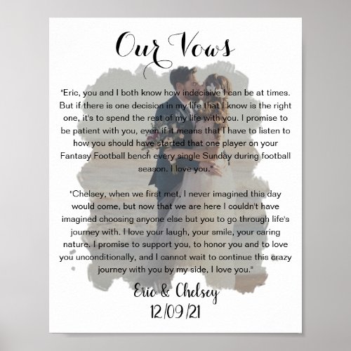 wedding photo vows faded effect poster