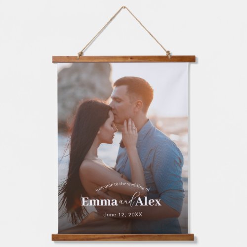 Wedding Photo Welcome Wall Tapestry Sign
