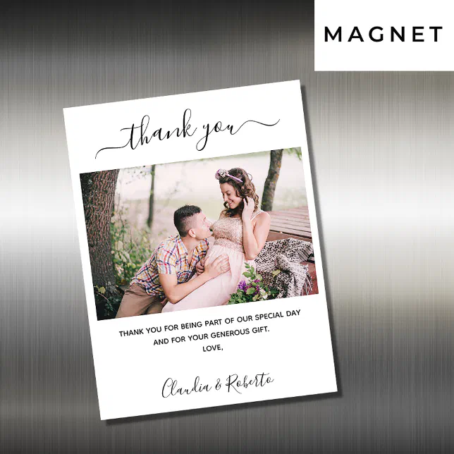 Wedding photo white luxury thank you card Zazzle