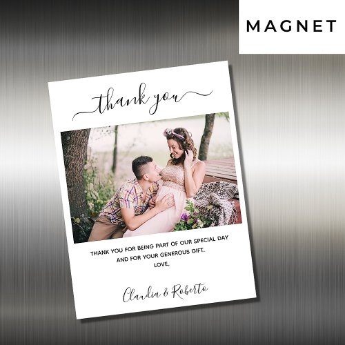 Wedding photo white luxury thank you card magnet