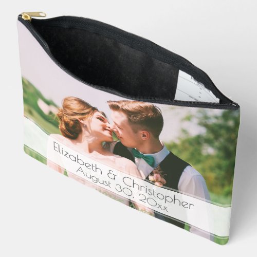 Wedding Photo with Names and Date Accessory Pouch