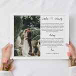 Wedding Photo With Vows Modern Calligraphy Faux Canvas Print at Zazzle