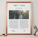 Wedding Photo With Vows Modern Calligraphy Love  Faux Canvas Print at Zazzle