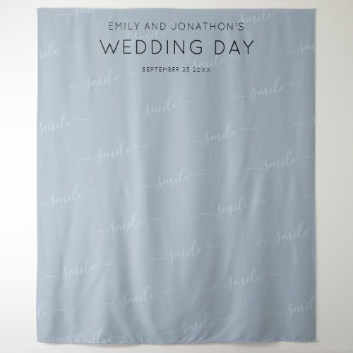 Wedding Photobooth Backdrop Typography Dusty Blue
