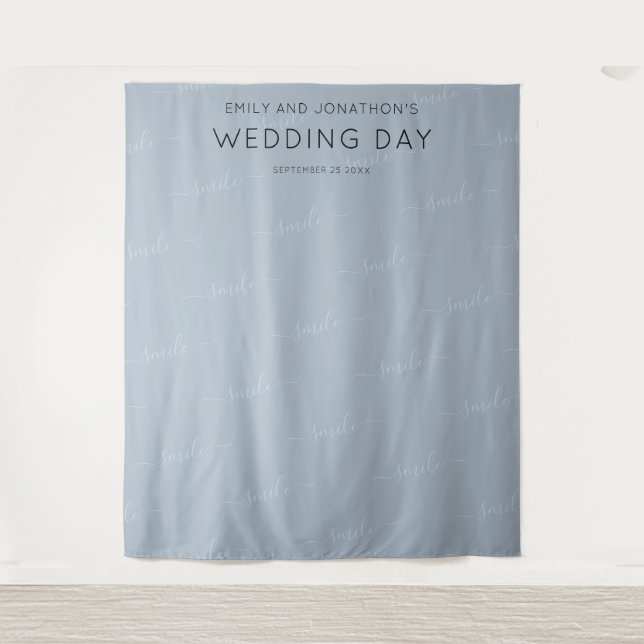 Wedding Photobooth Backdrop Typography Dusty Blue (Front)