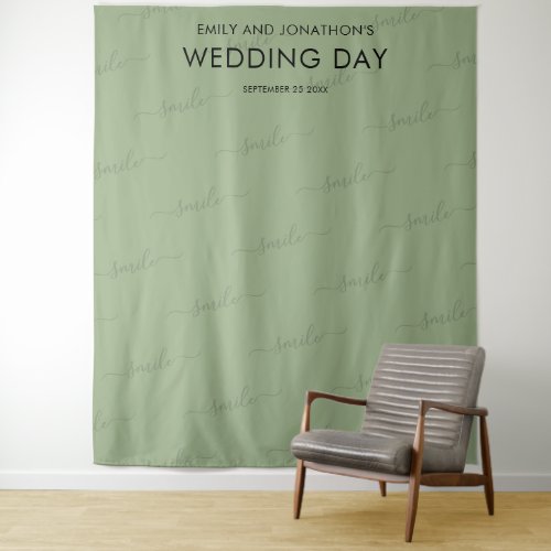 Wedding Photobooth Backdrop Typography Sage Green