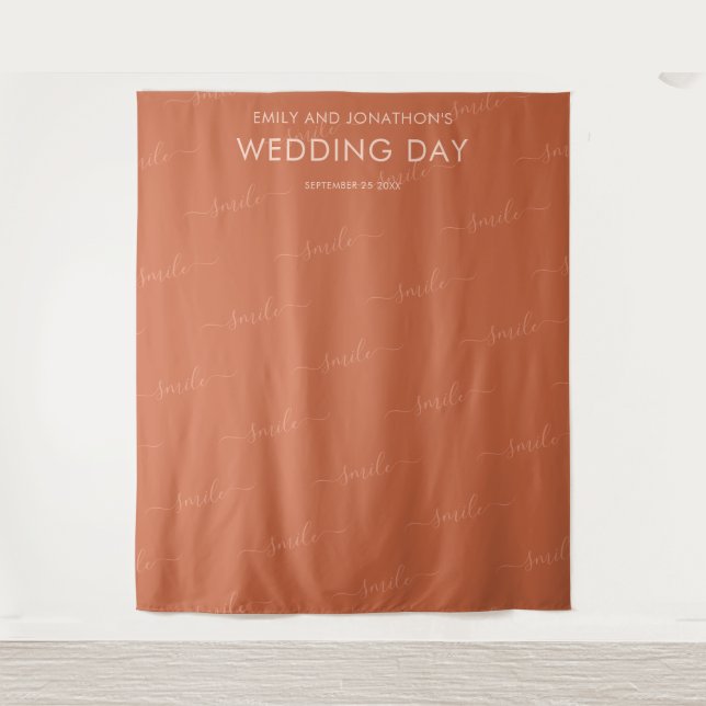 Wedding Photobooth Backdrop Typography Terracotta  (Front)