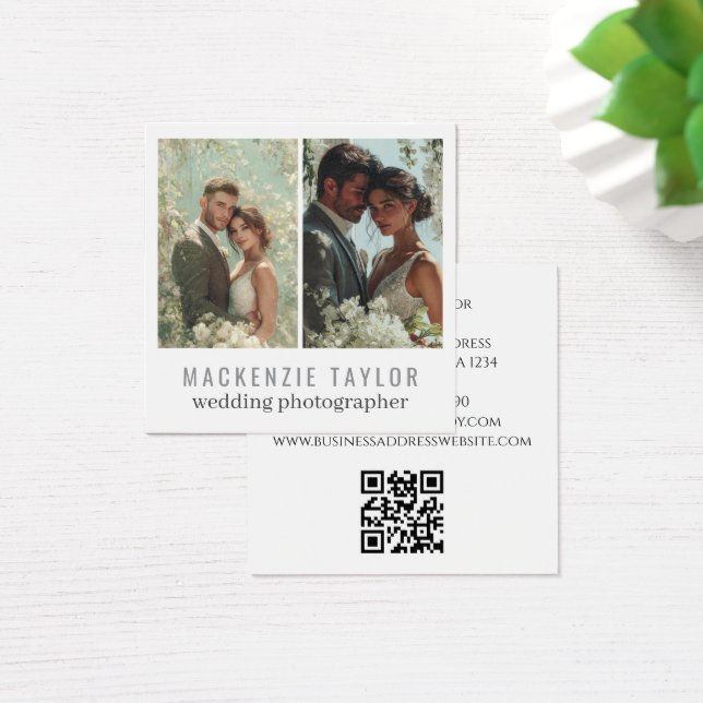 Wedding Photographer 2 Photo Personalized QR Code (Desk)