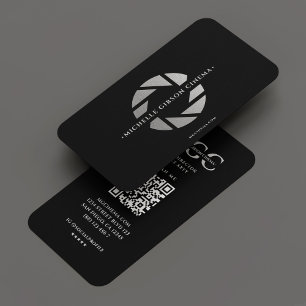 Wedding Photographer Black Silver Shutter Modern  Business Card