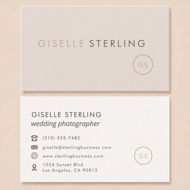 Wedding Photographer Blush Pink Minimalist Luxury  Business Card (Creator Uploaded)