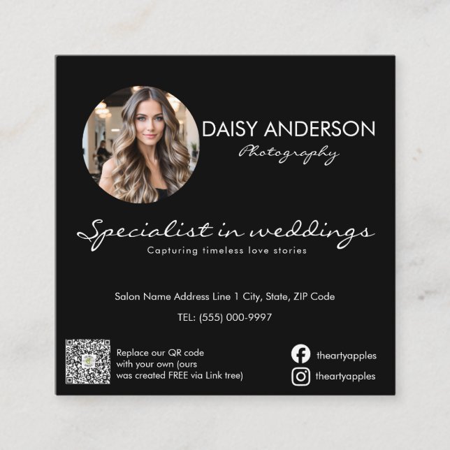 Wedding Photographer Business Card Elegant Wedding (Front)