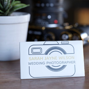 Wedding Photographer Camera Icon White Name Tag