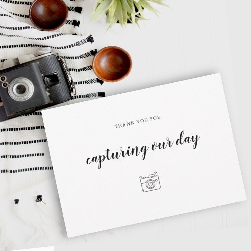 Wedding Photographer  Capturing Our Day camera Thank You Card
