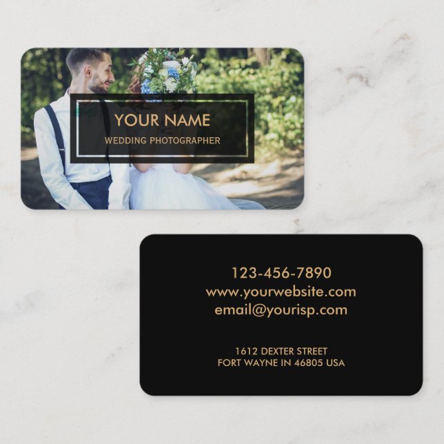 Wedding Photographer (Elegant Photo Overlay) Business Card (Front/Back)