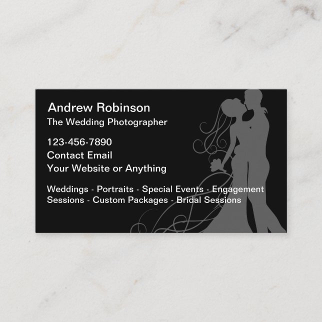 Wedding Photographer Modern Unique Business Card (Front)