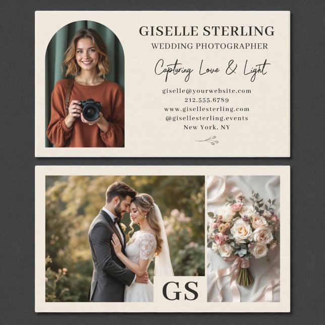 Wedding Photographer Photo Elegant Modern Business Card (Creator Uploaded)