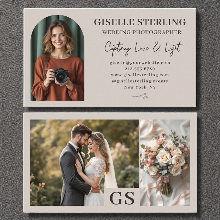 Wedding Photographer Photo Luxury Script Business Card
