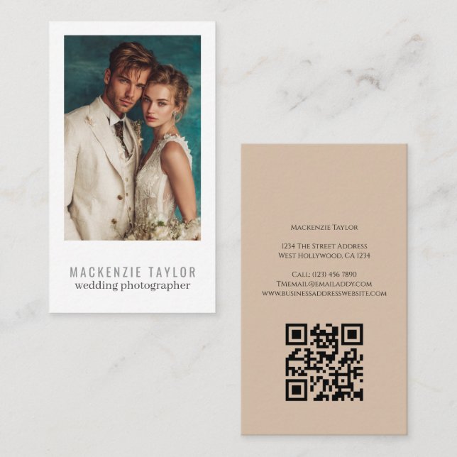 Wedding Photographer Photo Personalized QR Code Business Card (Front/Back)
