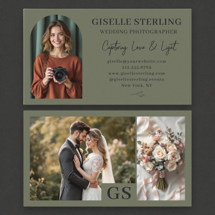 Wedding Photographer Photo Script Professional Business Card