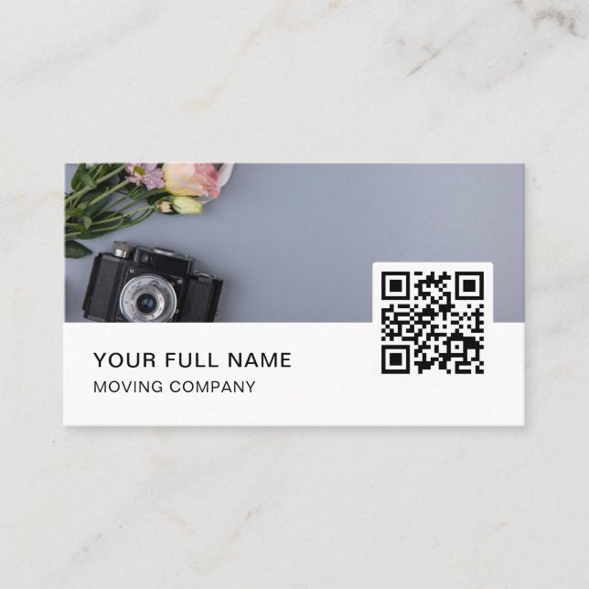 Wedding Photographer QR Code Logo Social Media Business Card (Front)