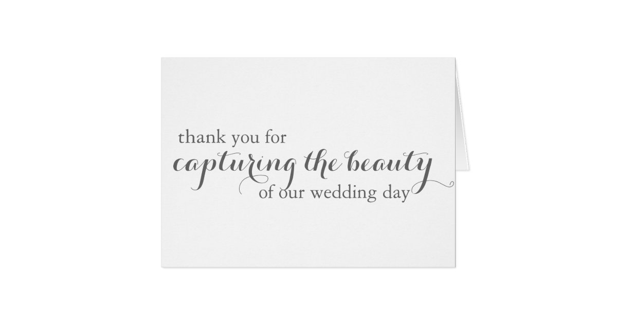 Wedding Photographer Videographer Thank You Card Zazzle