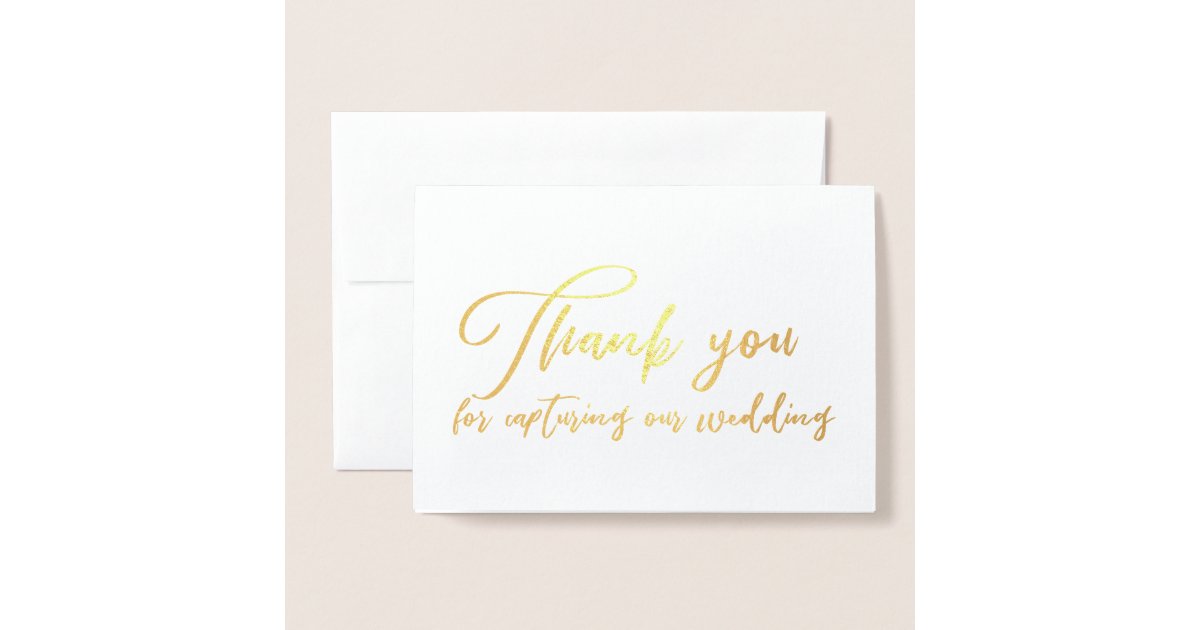 Wedding Photographer Videographer Thank You Foil Card Zazzle
