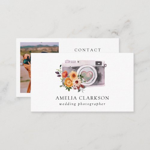 Wedding Photographer Watercolor Camera Business Card